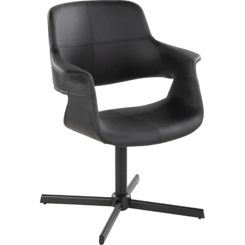 Vintage Flair Swivel Accent Chair with X pedestal Base in Black Metal & Black Leatherette